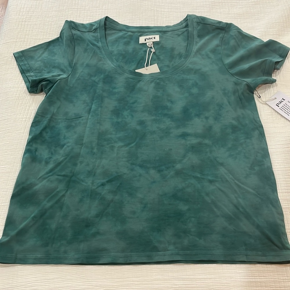 Pact Organic Cotton Mineral Green Tie Dye Tee sz Small